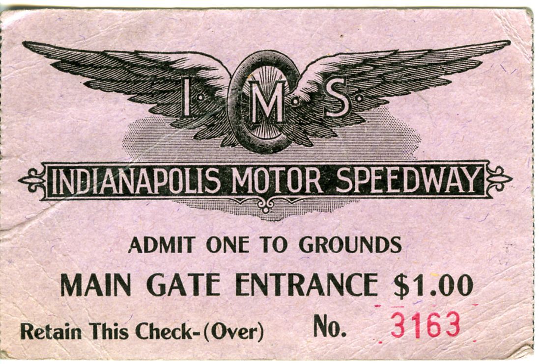 Indy 500 1909: vstupenka