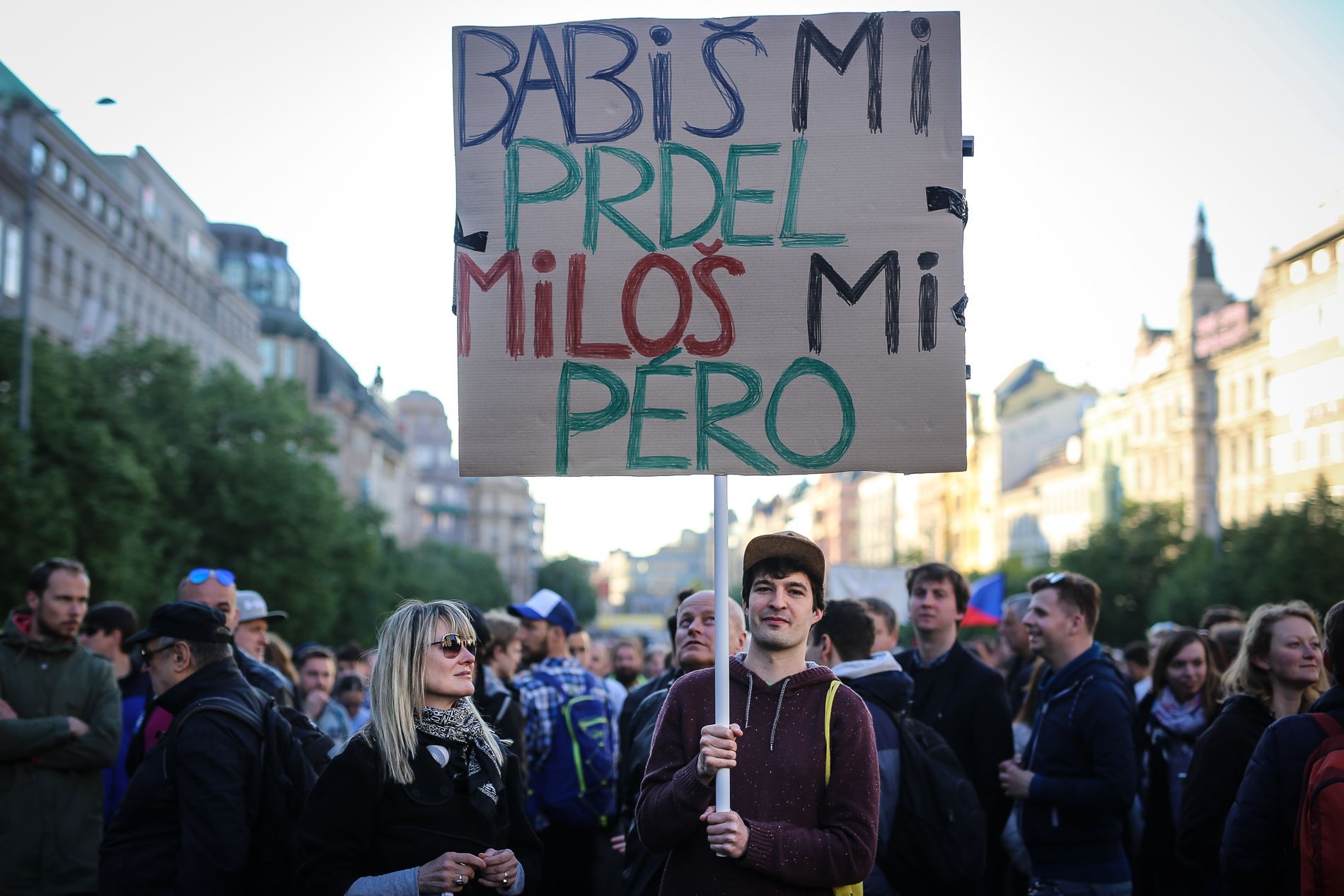 Demonstrace Proč? Proto! na Václavském náměstí proti Babišovi a Zemanovi.