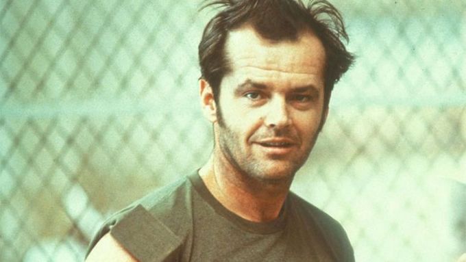 Jack Nicholson jako McMurphy v Přeletu nad kukaččím hnízdem.