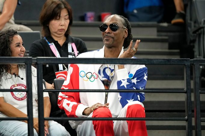 Rapper Snoop Dog na pařížské olympiádě v červenci 2024.