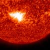 Pre-July 4 Fireworks From the Sun The Solar Dynamics Observatory (SDO) captured this M5.6 class solar flare on July 2, 2012 at 6:52am EDT. It was accompanied by a "non" Earth-directed coronal mass ejection (CME). The flare came from a large sunspot called AR1515, located in the southern hemisphere of the sun. The flare caused brief radio interference over Europe. Credit: NASA/SDO