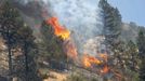 Trees burn in the Waldo Canyon fire west of Colorado Springs, Colorado June 26, 2012. A fast-growing wildfire in Colorado forced 11,000 people from their homes at least briefly and threatened popular summer camping grounds beneath Pikes Peak, whose vistas helped inspire the patriotic tune "America the Beautiful." REUTERS/Rick Wilking (UNITED STATES - Tags: DISASTER ENVIRONMENT) Published: Čer. 26, 2012, 9:58 odp.