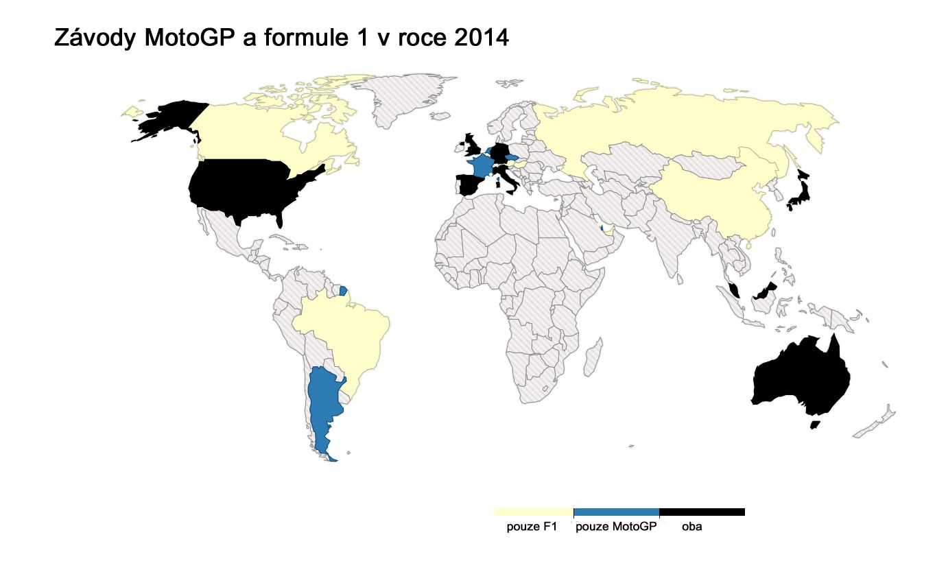 mapa MotoGP (správná): závody MotoGP a formule 1 v roce 2014