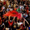 Fanoušci během zápasu Belgie - Maroko, fotbalové MS v Kataru 2022