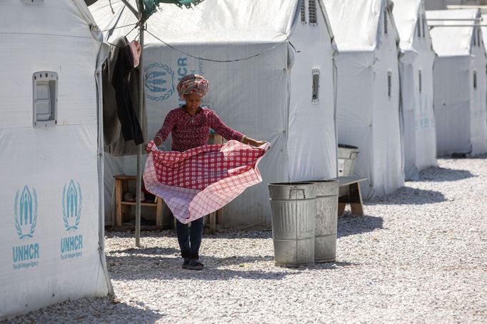 Uprchlický tábor Kara Tepe na ostrově Lesbos v Řecku.