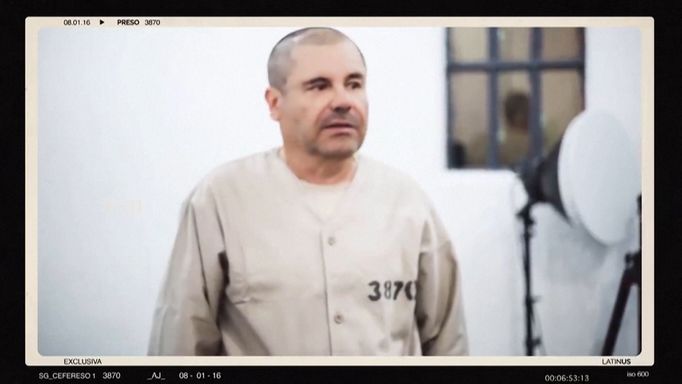 Drogový boss, Joaquín Guzmán zvaný "El Chapo", na vzácných záběrech z mexického vězení z roku 2016.