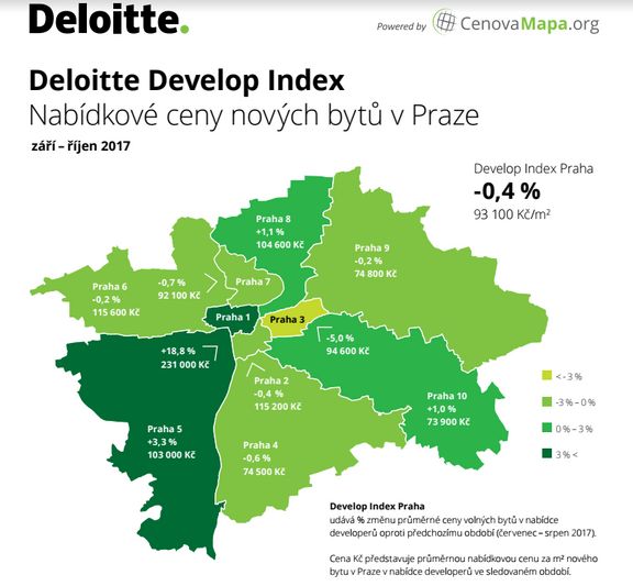 Cenová mapa bytů v Praze 2017