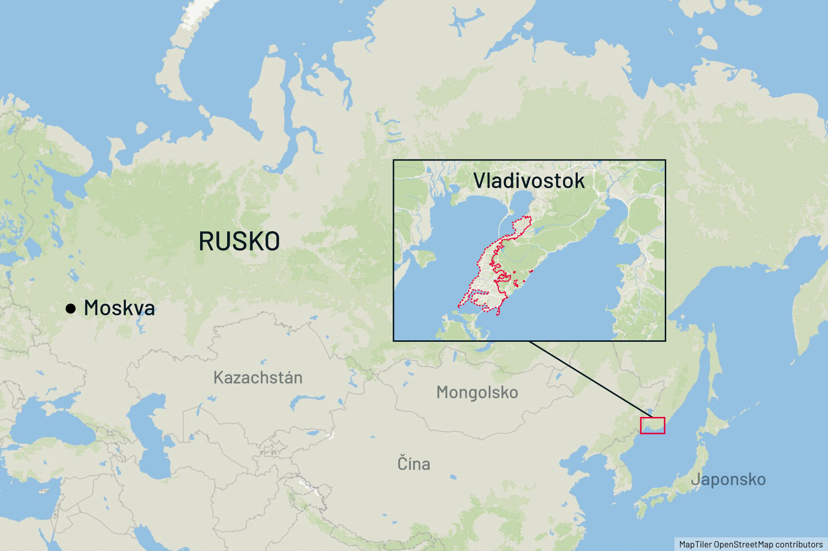 Rusko, Vladivostok - Mapa