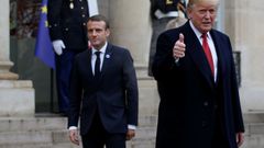 Emmanuel Macron a Donald Trump na oslavách 100 let od konce 1. světové války.