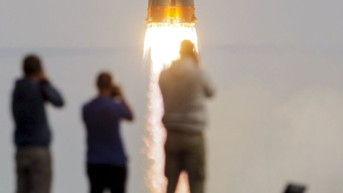 Start pilotované rakety Sojuz, ilustrační foto.