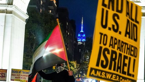 Demonstrace na podporu Palestinců v New Yorku.