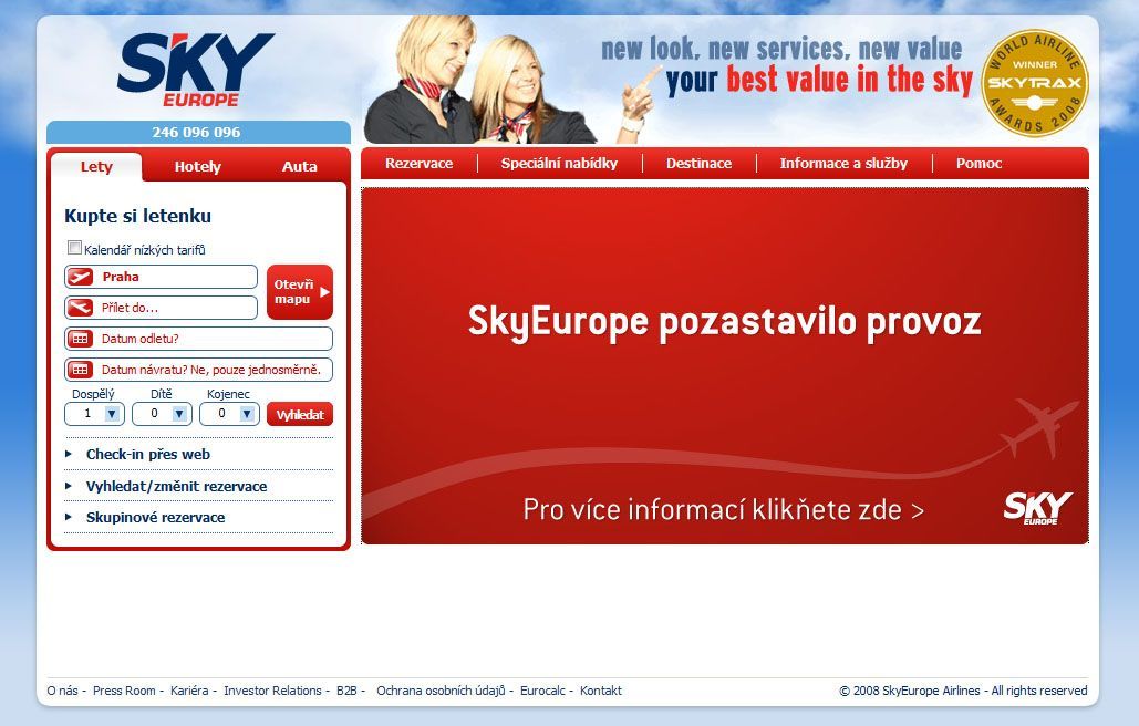 Web SkyEurope oznamuje konec