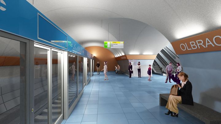 První kompletně vyraženou stanicí pražského metra D je Olbrachtova