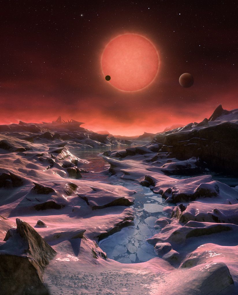 Ilustrace vzdálené hvězdy TRAPPIST-1