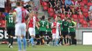 5. kolo fotbalové FORTUNA:LIGY, Slavia - Jablonec: fotbalisté Jablonce se radují z gólu na 1:0.