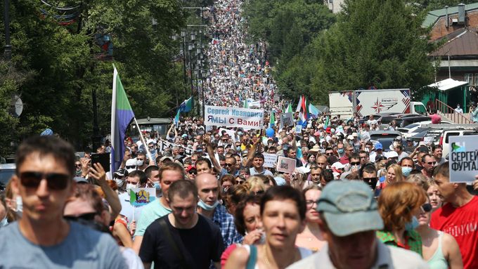 Protesty v ruském Chabarovsku.
