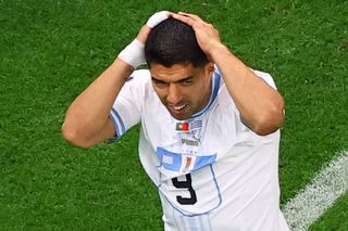 Luis Suárez v zápase MS 2022 Portugalsko - Uruguay.