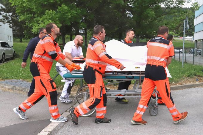 Slovak Prime Minister Robert Fico is transferred at the F.D. Roosevelt University Hospital after he was wounded in a shooting incident in Handlova, in Banska Bystrica, Sl