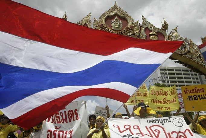 Záběr z demonstrace v Bangkoku, kterou na dnešek svolala Lidová aliance pro demokracii (PAD)