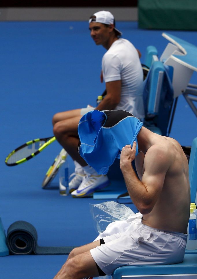 Andy Murray a Rafael Nadal při tréninku na Australian Open 2016