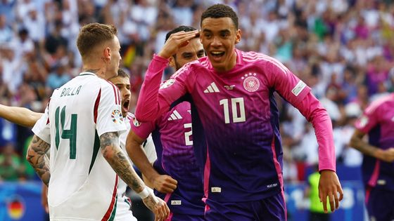 Jamal Musiala slaví gól v zápase Eura 2024 Německo - Maďarsko