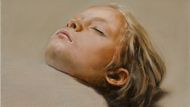 Michaël Borremans: Spáč, 2007-2008, olej na plátně, 40 x 50 cm