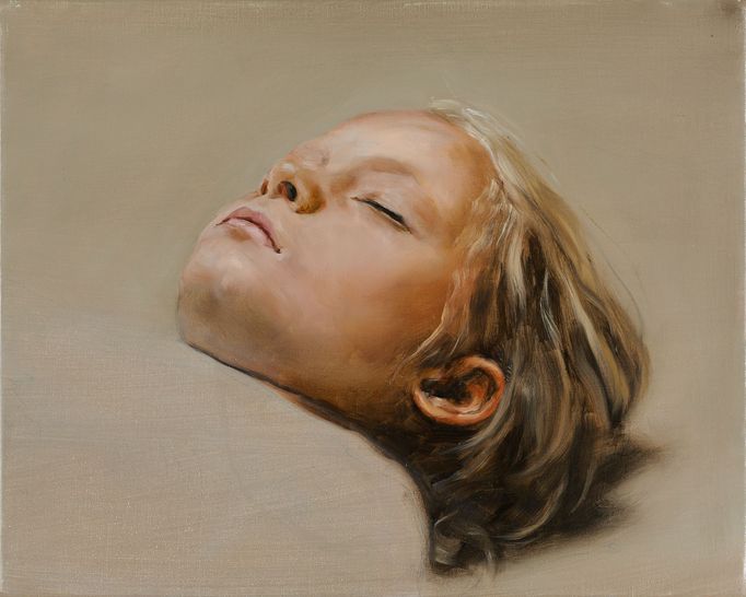 Michaël Borremans: Spáč, 2007-2008, olej na plátně, 40 x 50 cm