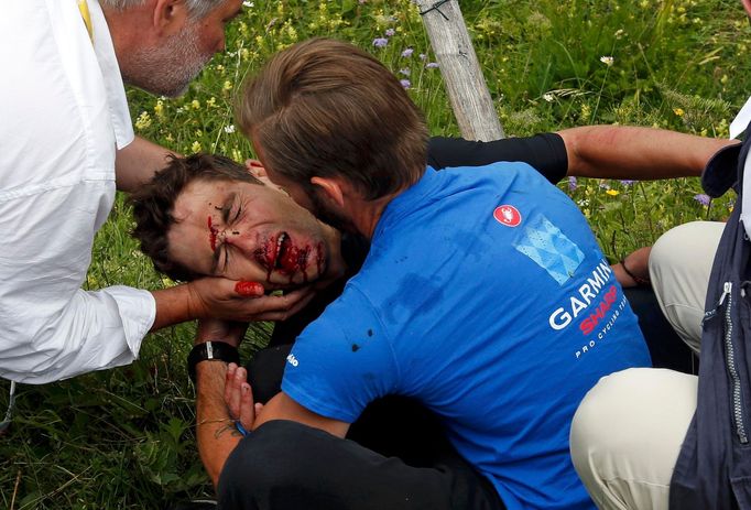 Zraněný Jack Bauer v 19. etapě Tour de France 2013