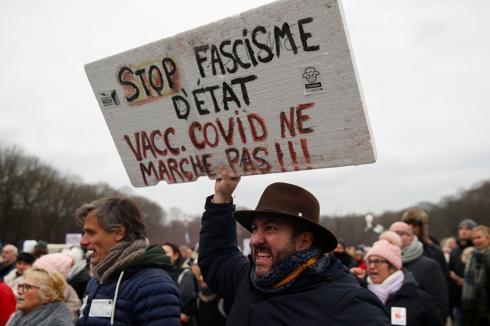 Protesty proti covidu v Bruselu