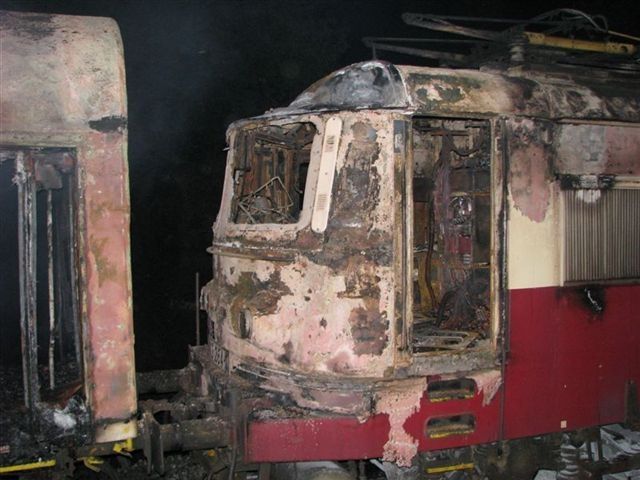 Požár lokomotivy u Pňovan