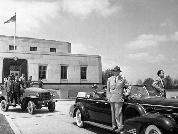 US President Franklin D. Roosevelt in his car as he left the gold metal depository at Fort Knox in Kentucky, USA on April 29, 1943.