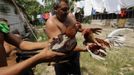 Farmers train their cockerels at a farm on the outskirts of Havana June 16, 2012. In Cuba, it's legal to own cocks, it's legal to train them to fight and it's legal to fight them, but since the 1959 Cuban Revolution all forms of betting and gambling have been strictly forbidden. But betting on cock fights is an activity so popular among Cubans that stopping it would pose a huge challenge for the authorities and would be counterproductive to keeping law and order. Picture taken June 16, 2012. REUTERS/Desmond Boylan (CUBA - Tags: SOCIETY ANIMALS) ATTENTION EDITORS PICTURE 10 OF 23 FOR PACKAGE 'BETTING ON CUBA'S FIGHTING COCKS' . TO FIND ALL PICTURES SEARCH 'FIGHTING COCKS' Published: Čec. 2, 2012, 12:31 odp.