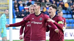 fotbal, Fortuna:Liga, 2022/2023, Zlín - Sparta, Tomáš Čvančara radost