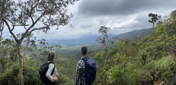 Researchers Oriane Hidalgo and Jaume Pellicer exploring the island of Grande Terre (the largest island of New Caledonia).