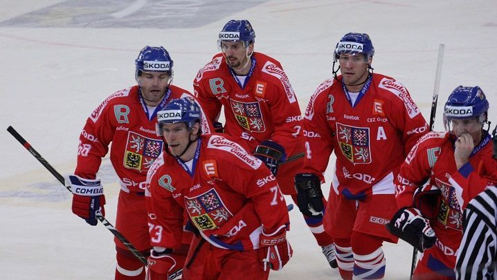 České hokejové hry: Česko - Rusko (Petr Průcha, Jaromír Jágr, Radek Martínek, Karel Rachůnek, Roman Červenka)