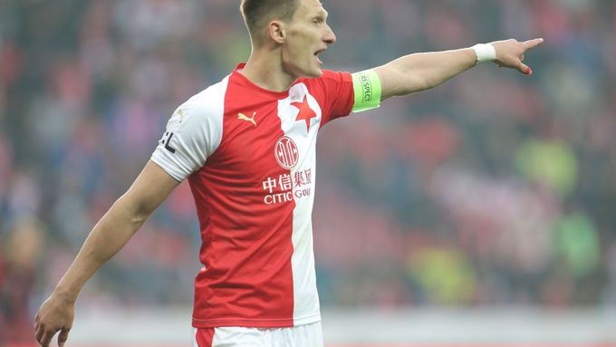 Milan Škoda v zápase 28. ligového kola Slavia - Sparta