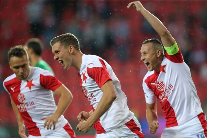 Slávistická radost v zápase 2. kola F:L Slavia - Příbram