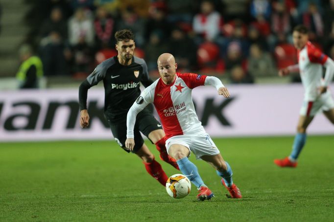 Miroslav Stoch v odvetě osmifinále Evropské ligy Slavia Praha - FC Sevilla