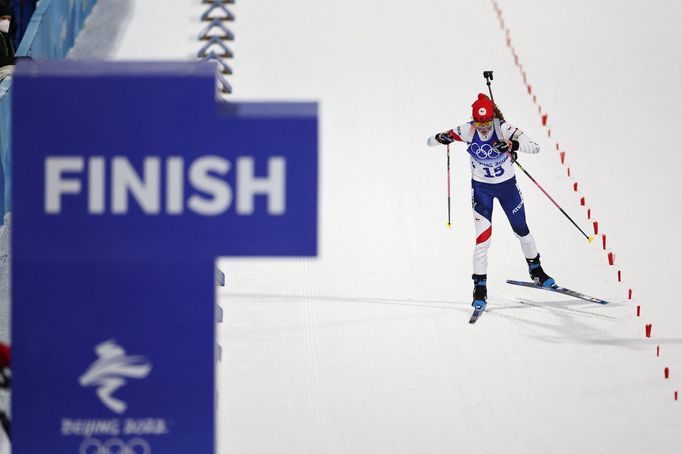 Markéta Davidová v závodě na 15 kilometrů na olympiádě v Pekingu 2022