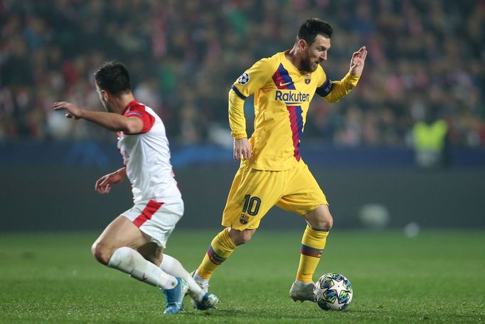 Lionel Messi v zápase LM Slavia - Barcelona