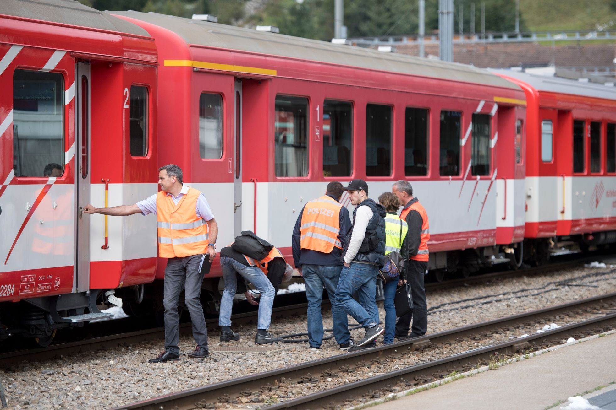 Srážka vlaků ve švýcarském Andermattu.