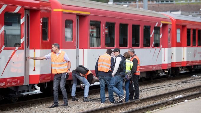 Srážka vlaků ve švýcarském Andermattu.