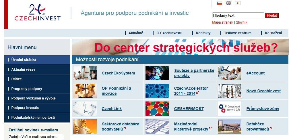 CzechInvest - webové stránky