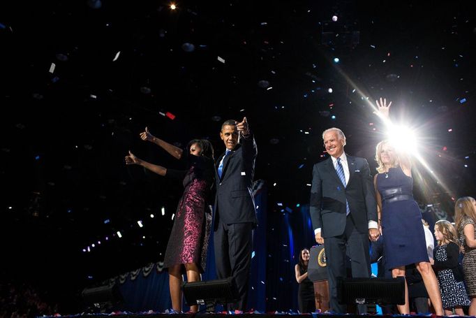 Nov. 6, 2012 (Election Day) "David Lienemann captured the Obamas and Bidens following the President's election night remarks at McCormick Place in Chicago.