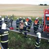Převrácený autobus Student Agency u Lubence na Lounsku
