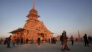 The Temple of Juno is seen at sunrise during the Burning Man 2012 "Fertility 2.0" arts and music festival in the Black Rock Desert of Nevada, August 29, 2012. More than 60,000 people from all over the world have gathered at the sold out festival, which is celebrating its 26th year, to spend a week in the remote desert cut off from much of the outside world to experience art, music and the unique community that develops.