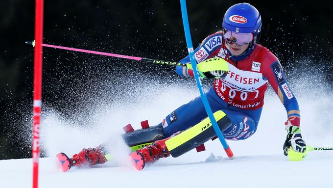 Mikaela Shiffrinová v prvním kole slalomu v Lenzerheide