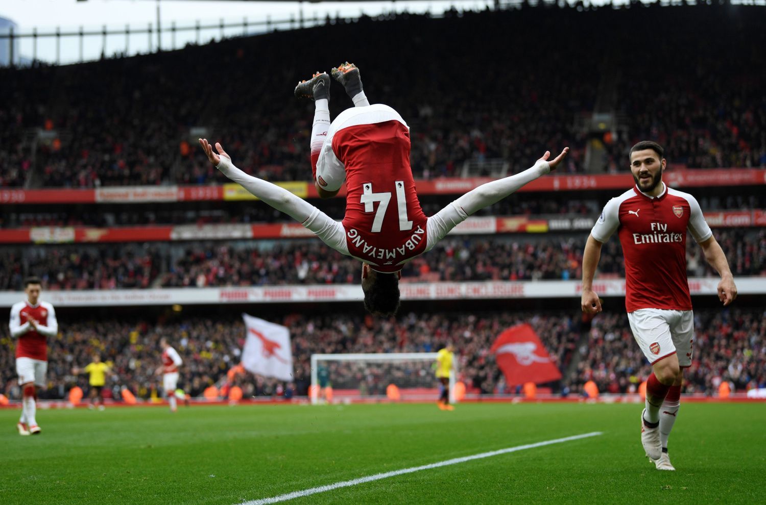 PL, Arsenal-Watford: Pierre-Emerick Aubameyang slaví gól na 2:0
