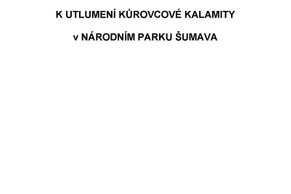 Stráského zpráva o kůrovci v  Národním parku Šumava