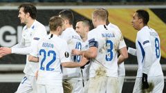 Fotbalisté Liberce slaví gól v zápase Evropské ligy Gent - Liberec